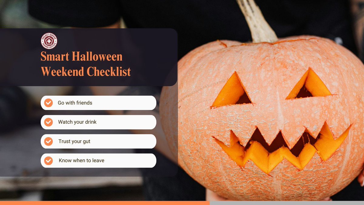 🎃 Going out this weekend?
 4 ways to protect yourself + your friends:
 ✔ Stay in groups
 ✔ Watch your drink
 ✔ Be aware
 ✔ Leave if it feels off
Awareness matters.
#PartySafety #HalloweenReady #StudentPreparedness #ThePohlGroup