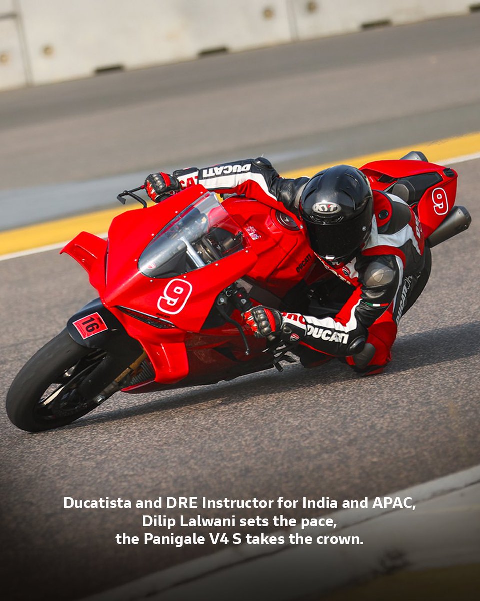 Ducati_India's tweet photo. The 2025 #PanigaleV4S sets a new record at the Buddh International Circuit - 1:54.926, the fastest lap ever by a production superbike.
In the saddle, DRE Instructor for India & APAC and Ducatista, Dilip Lalwani, pushing the limits of performance & precision.
#WonderEngineered https://t.co/r4XZDZpylG