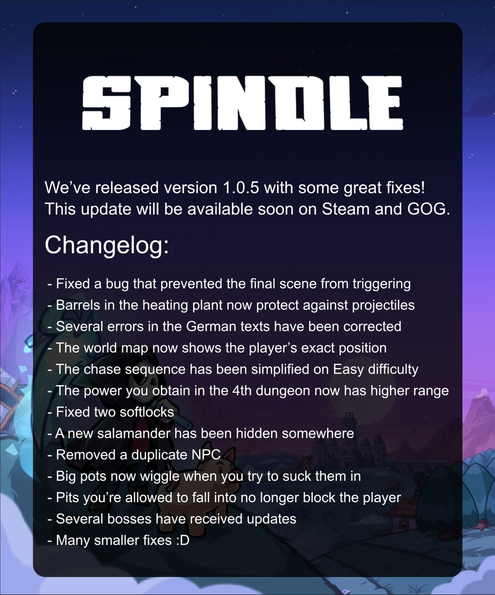 spindleDev's tweet image. Version 1.0.5 is out!
Our #indiegame is getting better and better ;P
Check out the full changelog below 👇