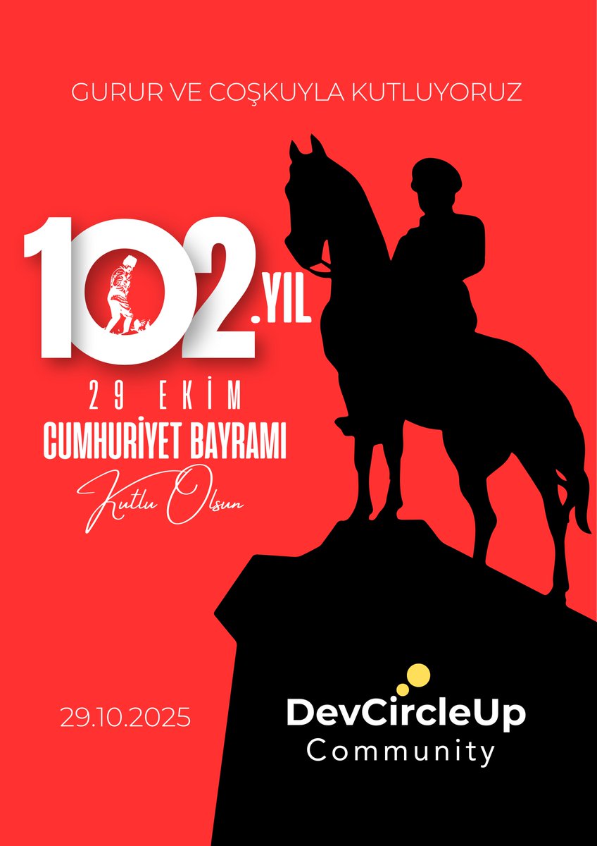 DevCircleUp's tweet image. 🎉 Cumhuriyet Bayramımız Kutlu Olsun! 🇹🇷

DevCircleUp ailesi olarak, 29 Ekim Cumhuriyet Bayramı’nı coşkuyla kutluyoruz!
Gücümüzü birlikten, yaratıcılığımızı özgür düşünceden alıyoruz.
linktr.ee/DevCircleUp

#CumhuriyetBayramı #DevCircleUp #BirlikteDahaGüçlüyüz