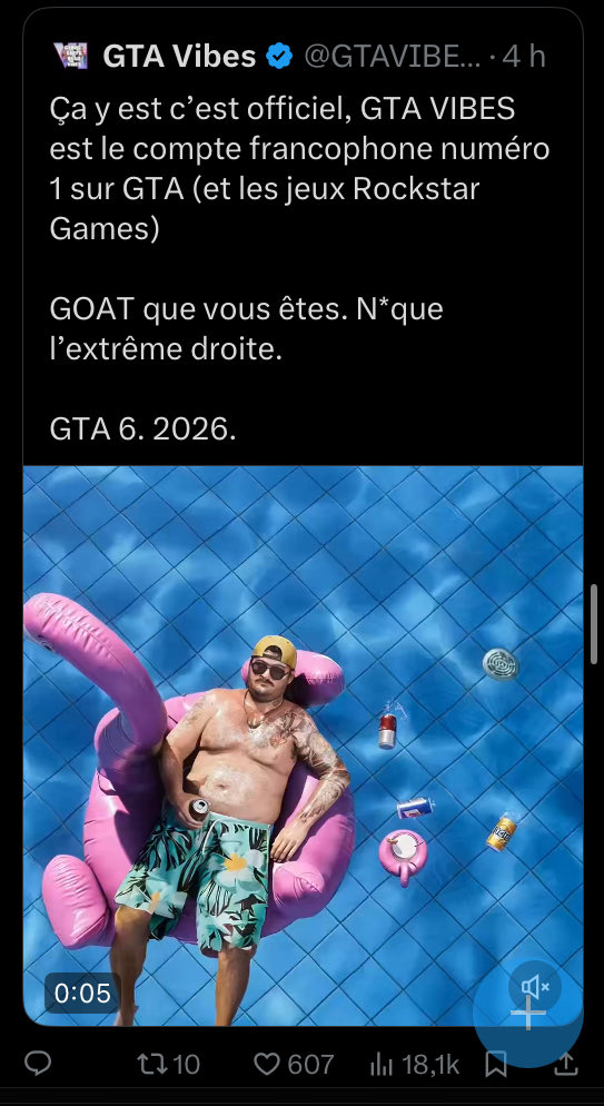 Le compte soi-disant numéro un francophone GTA 6 est tenu par un homme aux comportements de harceleur qui vient en DM insulter les gens

<a href="/RockstarGames/">Rockstar Games</a> <a href="/GTAVIBESFR/">GTA Vibes</a> 

Il est venu m’intimider et m’insulter en DM et l’a fait publiquement pour d’autres personnes. 

Voilà le genre de
