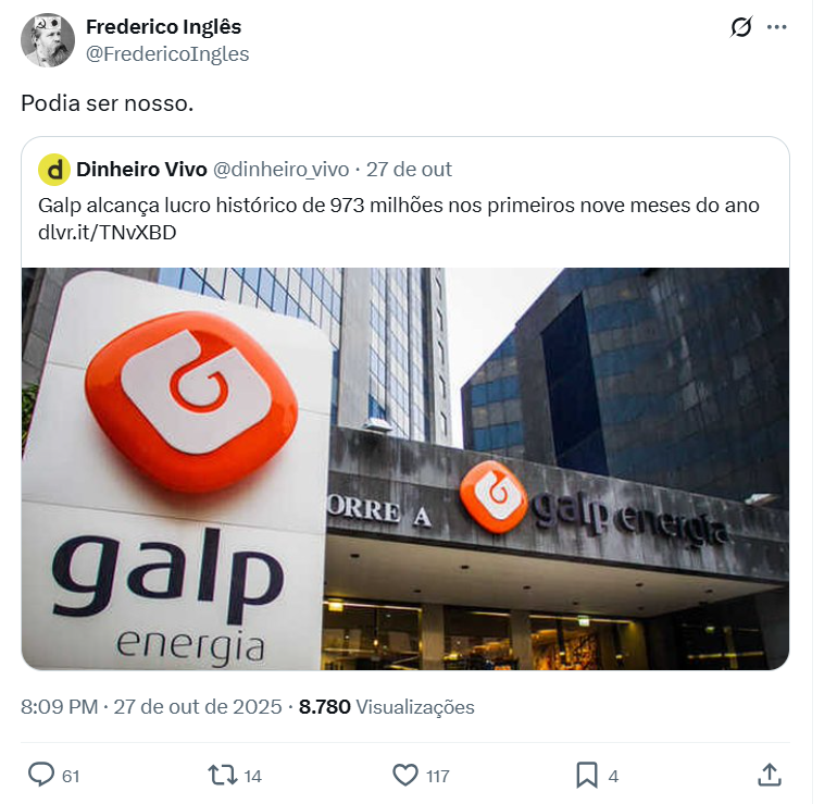 Deus_outro's tweet photo. E pode ser. Custa 17 euros a ação. https://t.co/TTQjnzNv5L