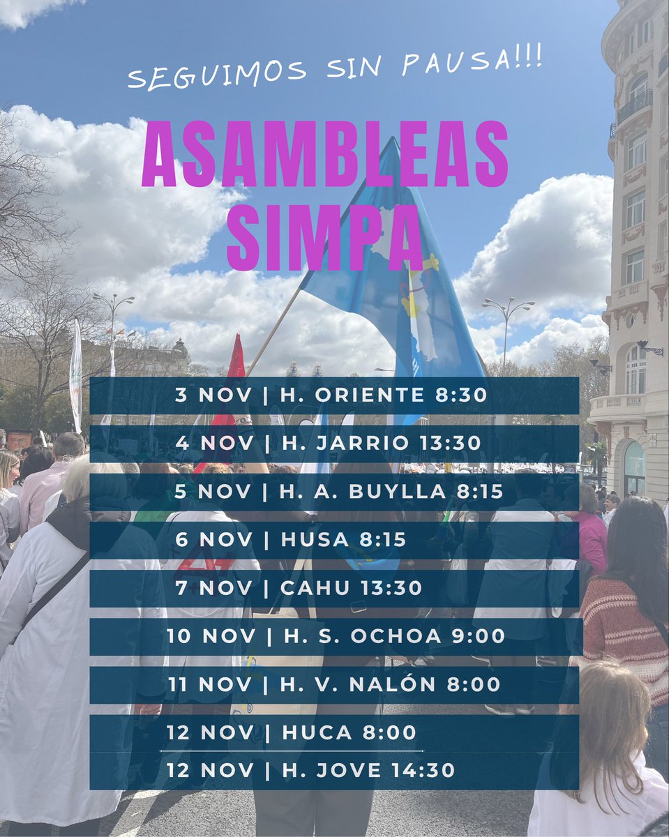 A pesar del éxito del 3Oct <a href="/sanidadgob/">Ministerio de Sanidad</a> sigue adelante 😡
<a href="/cesm_sindicatos/">CESM</a> + <a href="/smandaluz/">Sindicato Médico Andaluz</a> aumentan la presión y convocan 4 DÍAS DE HUELGA (9-12 Dic) Podría ser la antesala de la huelga indefinida si no recapacitan
Os lo contaremos todo en nuestras ASAMBLEAS 👩🏻‍💻simpa.es/nueva-ronda-de…