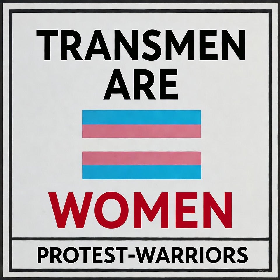 Jeff (@jeffin_the_box) on Twitter photo Transmen are Women! (Poster)
Inspired by <a href="/Tommy4Trump420/">Tommyboi4209</a>
(PROTEST-WARRIORS, in honor of the original
Protest Warrior Organization 2003-2006) Transmen are Women! (Poster)
Inspired by <a href="/Tommy4Trump420/">Tommyboi4209</a>
(PROTEST-WARRIORS, in honor of the original
Protest Warrior Organization 2003-2006)