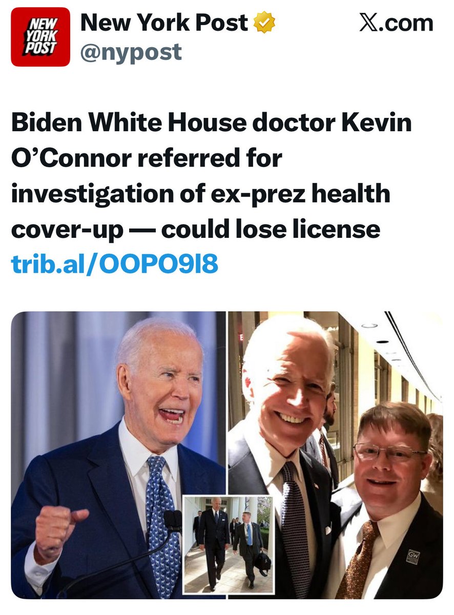 As head of the WH medical unit, O’Connor oversaw Biden’s annual physicals.
He stated the president’s mental health was “excellent” — despite NEVER performing cognitive tests. 🤔

We KNOW that was NOT the case!