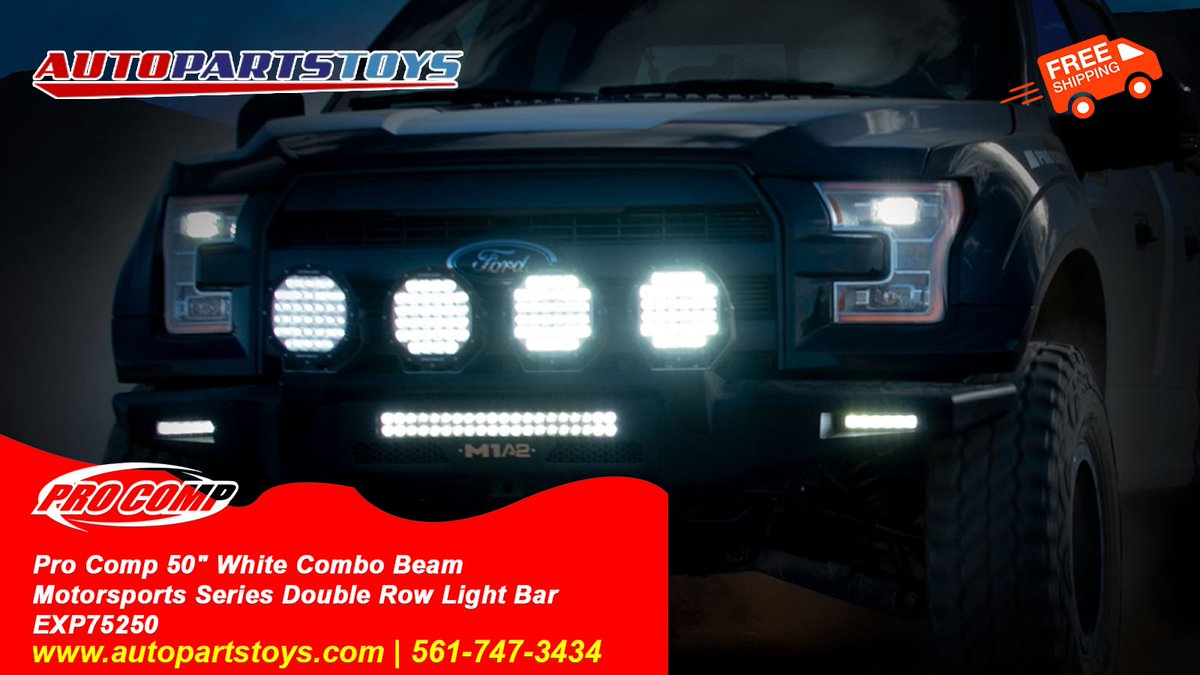 autopartstoys's tweet image. The Pro Comp 50&quot; Combo Beam Light Bar (EXP75250) turns darkness into daylight. Built tough for your off-road thrills.

⚡ FREE shipping: autopartstoys.com | 📞 561-747-3434

#ProComp #OffRoad #LEDLightBar #TruckMods #AutoPartsToys