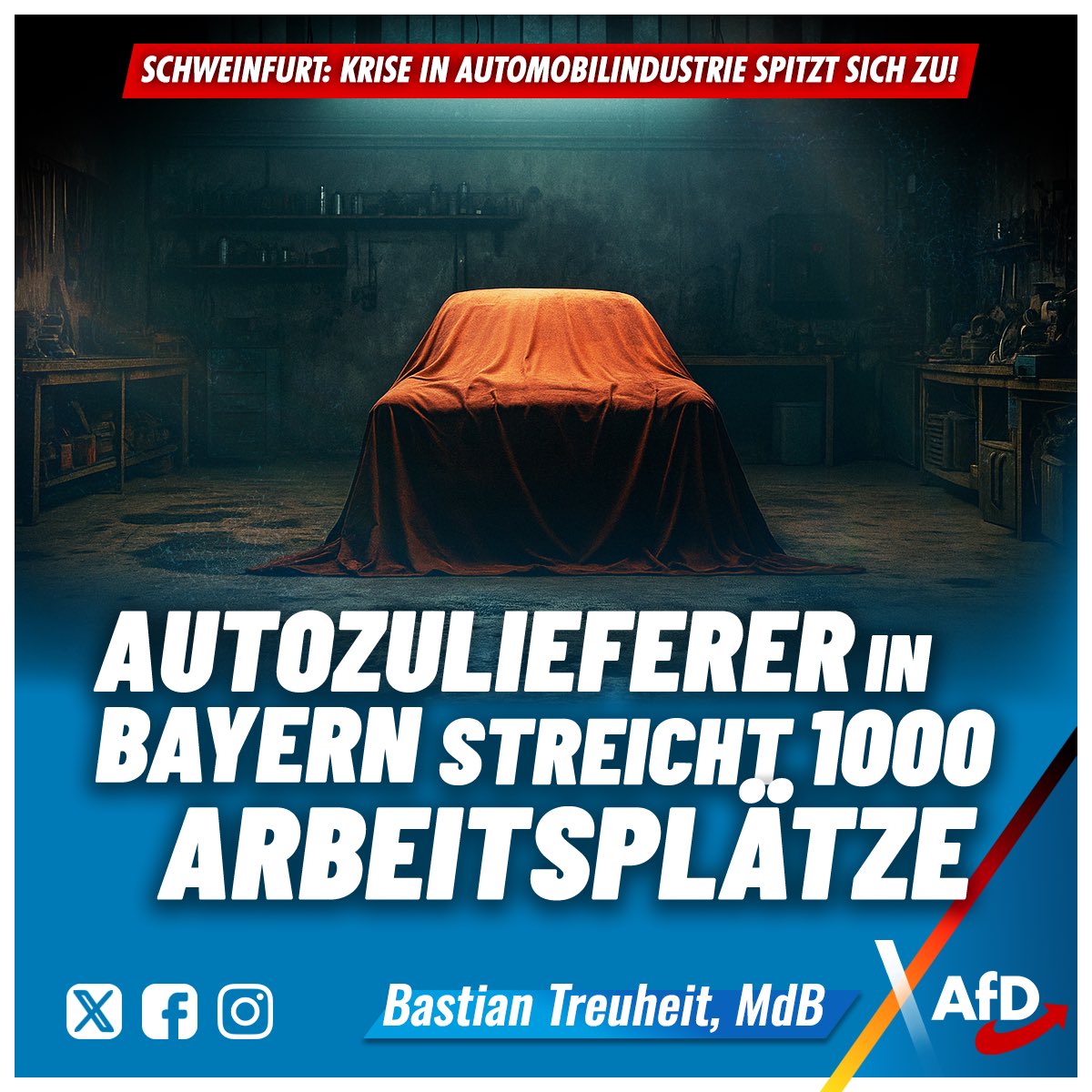 💥 #ZF streicht 1.000 Jobs in #Bayern – bis zu 14.000 bundesweit!
Ein weiteres Kapitel im Niedergang der #Autoindustrie.

Schuld? 👉 Die #Altparteien!
#Ideologie statt Industriepolitik. #Verbote statt Vernunft.

Was wir erleben, ist politisch gewollter Arbeitsplatzabbau.
#ZF