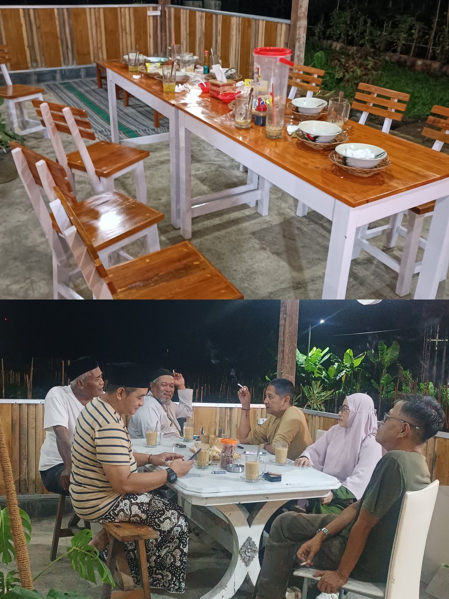 Set up baru di Joglo Semilir, alhamdulillah.  Begitu nambah meja besoknya ada grup pas keluarga besar 8 orang Ya Allah kaya dikirim sama Allah. 
Tapi 2 hari ini hujan, tutup dulu. Paksu lg ada tamu partner proyek dateng, yasud gimana lagi. Belum bs nambah pasukan. Smg dimudahkan