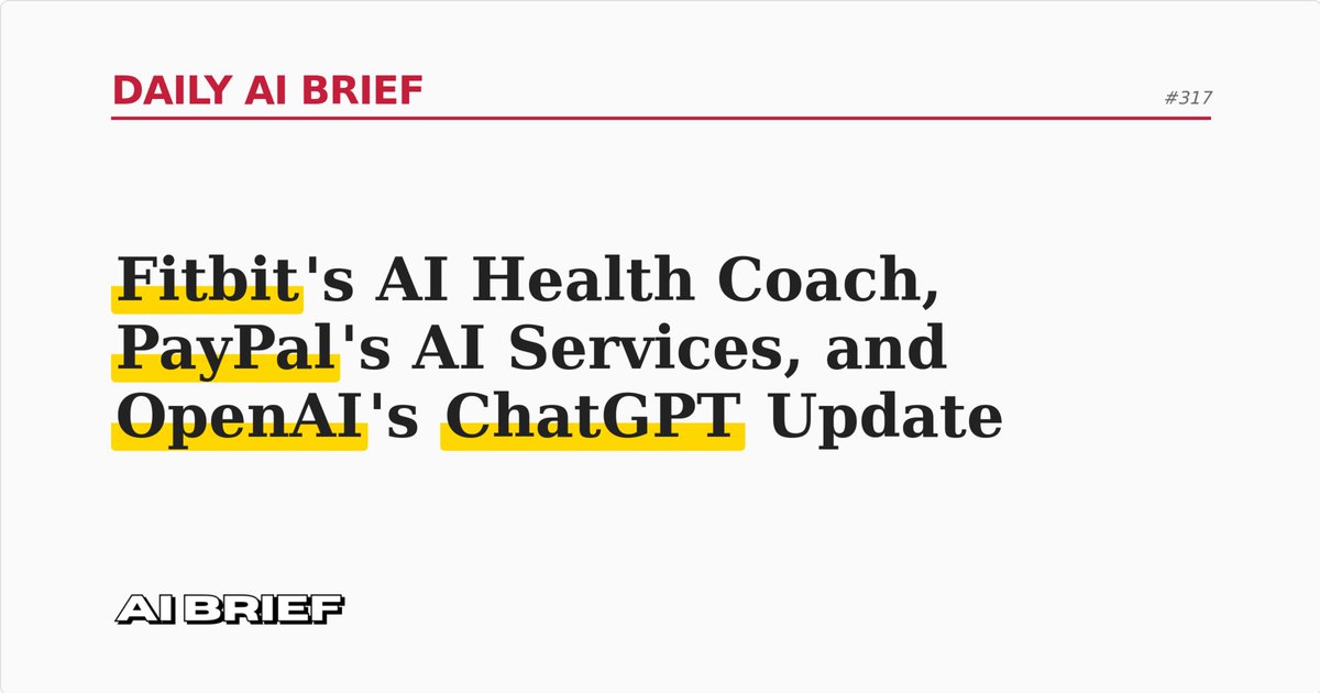 AI Brief (@dailyaibriefcom) on Twitter photo Today's AI News 👇
Read more: dailyaibrief.com/newsletters/da…
Featuring: <a href="/Mastercard/">Mastercard</a> <a href="/OpenAI/">OpenAI</a> <a href="/augmentcode/">Augment Code</a> 
#ainews #ai #artificialintelligence #ainewsletter Today's AI News 👇
Read more: dailyaibrief.com/newsletters/da…
Featuring: <a href="/Mastercard/">Mastercard</a> <a href="/OpenAI/">OpenAI</a> <a href="/augmentcode/">Augment Code</a> 
#ainews #ai #artificialintelligence #ainewsletter