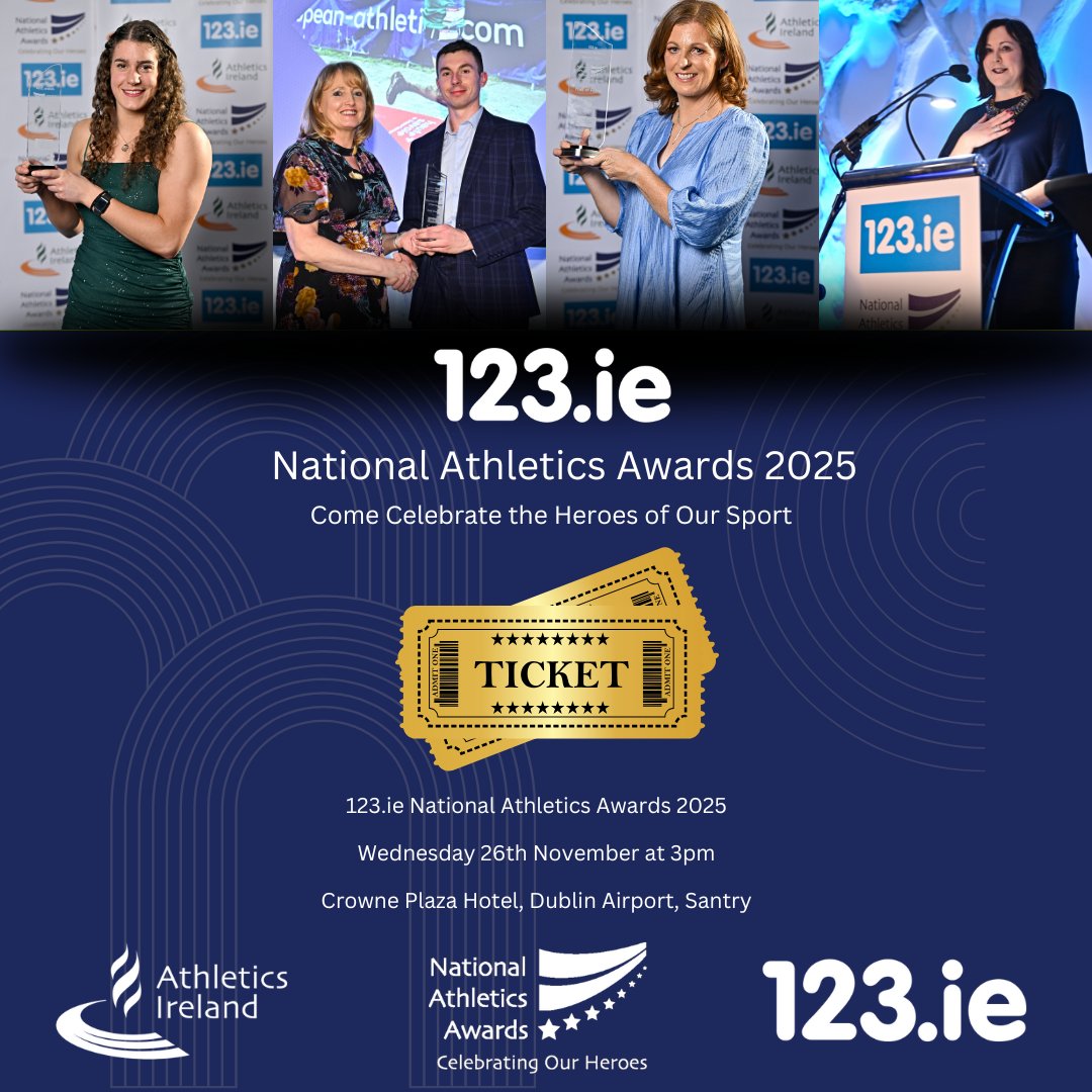 🏆 𝐂𝐞𝐥𝐞𝐛𝐫𝐚𝐭𝐞 𝐭𝐡𝐞 𝐁𝐞𝐬𝐭 𝐨𝐟 𝐈𝐫𝐢𝐬𝐡 𝐀𝐭𝐡𝐥𝐞𝐭𝐢𝐜𝐬! 🇮🇪

Join Athletics Ireland for the 123.ie National Athletics Awards🤩

📅 Wed, Nov 26th
📍 Crowne Plaza Hotel, Santry
🕒 Start Time: 3PM

🎟️ Tickets: tinyurl.com/3zm8bd7k

#IrishRunner