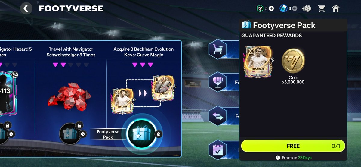 FCMobile_News's tweet image. Did you achieve the 3x Beckham Evolution Keys Curve Magic yet and unlock the 108 OVR CM Beckham?

Also are you considering trading off the 108 OVR CM Beckham along with 50 Footyverse Shards for the 110 OVR CM version? 👀

#FCMobile
#EASportsFC
#Footyverse
