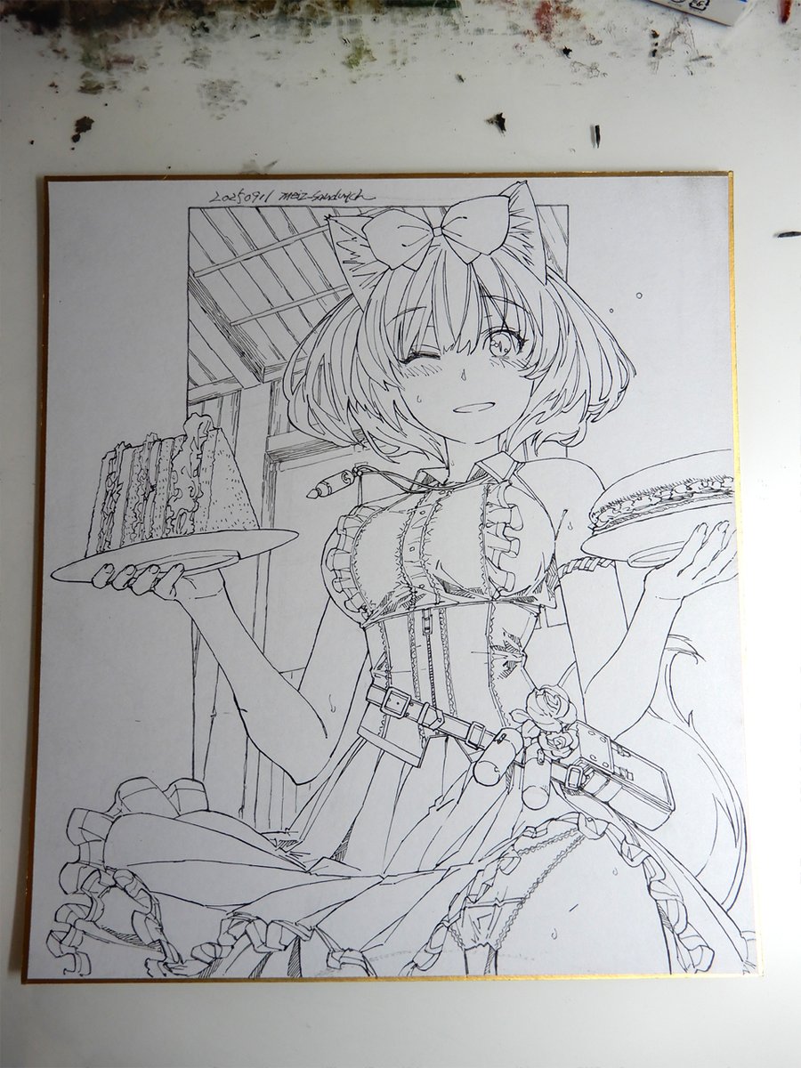 線画大好き 
#皆さん線画と塗った後を見せてください 