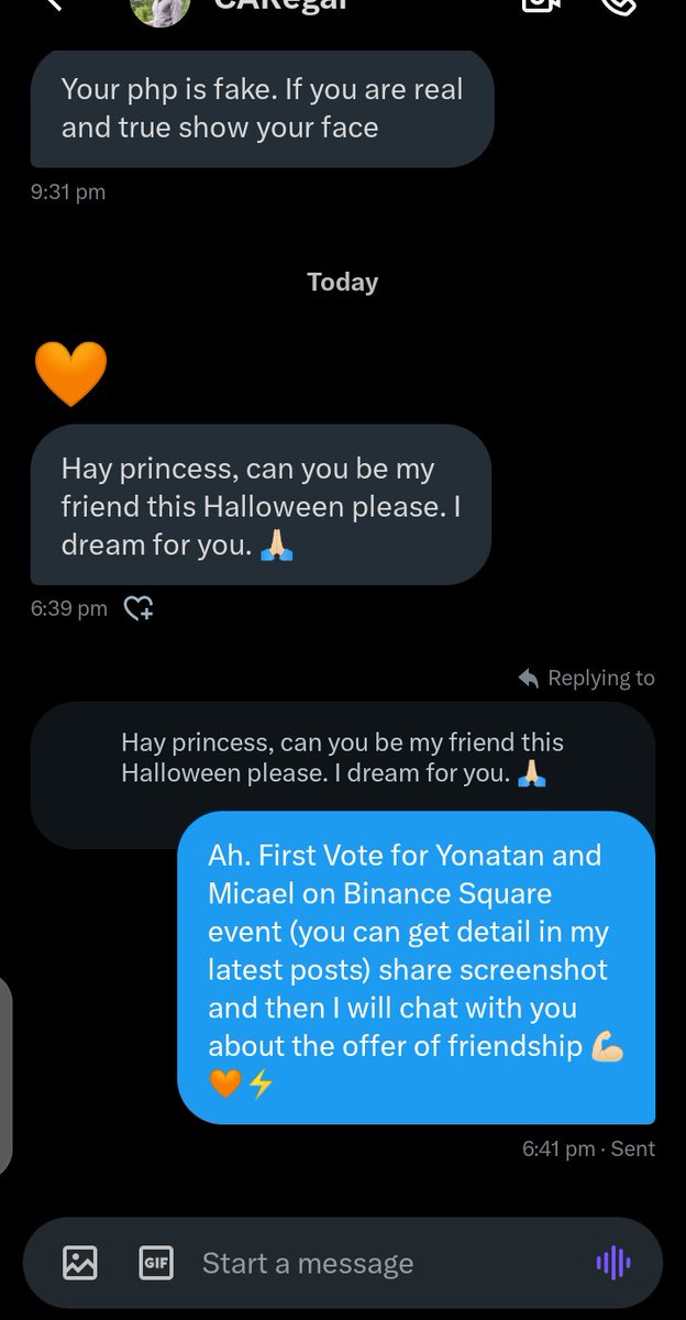 Someone: Hay KaspaGirl please be my friend for the Halloween.

KaspaGirl: First Vote for <a href="/hashdag/">Yonatan Sompolinsky</a> and <a href="/michaelsuttonil/">Michael Sutton</a> , share screenshot , then I can think of it.

(Vote Vote Vote, $Kaspa on the stage). Don't be <a href="/slowlikebtc/">Bitcoin</a> .

Apart from this, I wish our Alpha community members