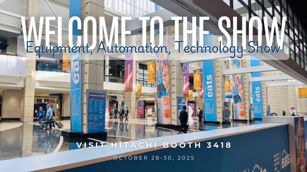 HitachiIndEquip's tweet image. The Equipment, Automation, and Technology Show for Food & Beverage opens at 10AM. Come on over and see us! BOOTH 3️⃣4️⃣1️⃣8️⃣ >>> tinyurl.com/2k6heve5
#HitachiKnowledge #HitachiCoding #HitachiMarkingSolutions #HitachiPackagingSolutions #EATS