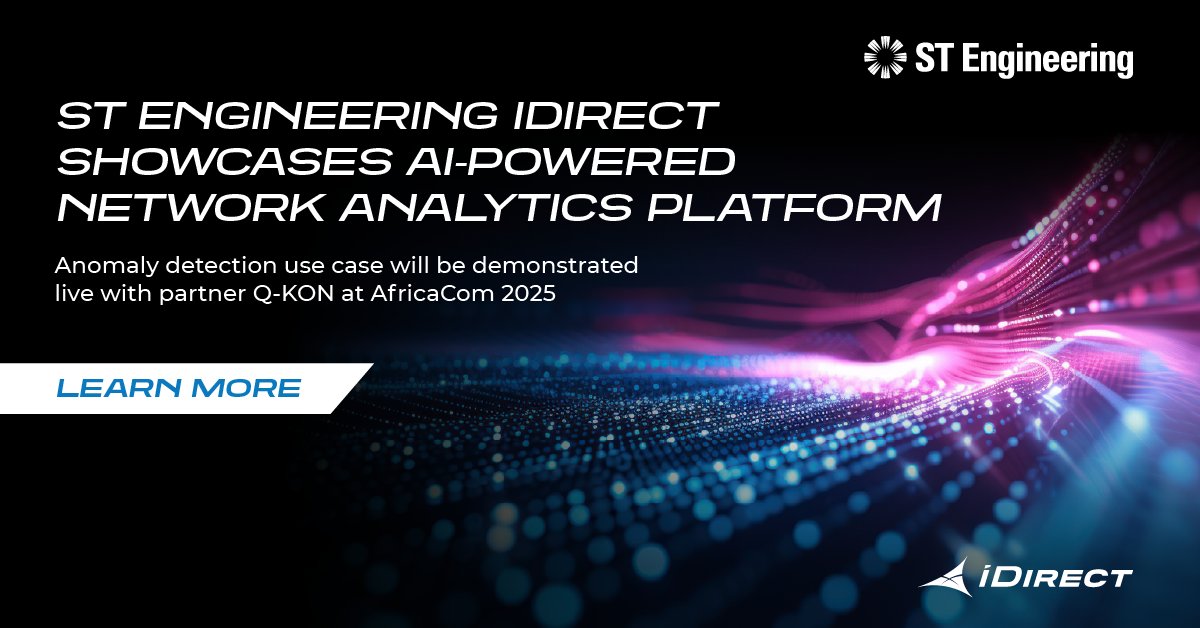 iDirect's tweet image. We&apos;re proud to announce our AI-powered network analytics PoC, enabling operators to predict and resolve issues before they escalate.

Validated by Q-KON, it’s redefining resilience in satellite ops.

Experience it live at #AfricaCom: bit.ly/4odefAD

#STEngineering