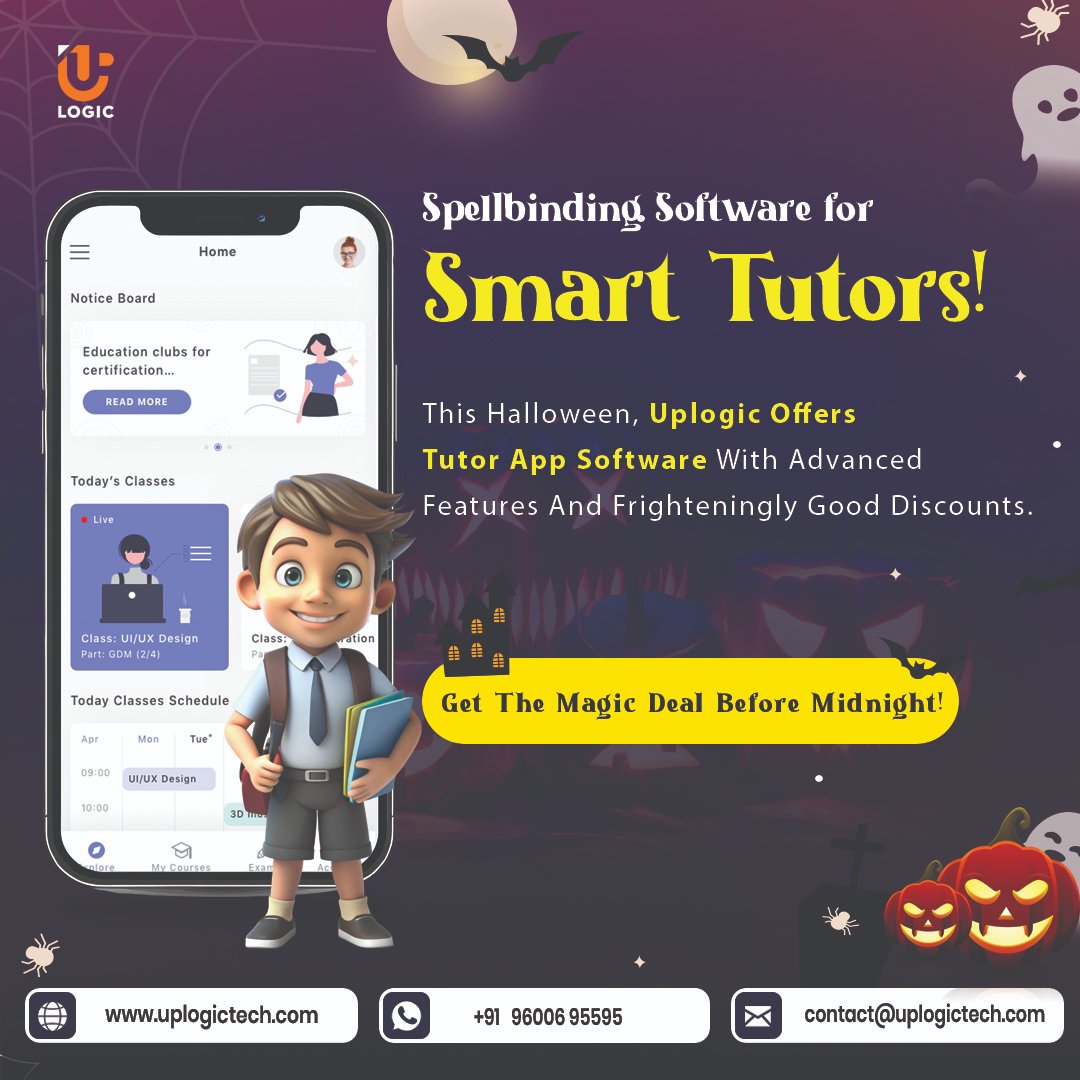 Uplogictech's tweet image. Spellbinding software built for smart tutors to make teaching smarter and easier. This Halloween, grab Uplogic Tutor App Software at scary-good prices and with powerful features.
Visit us: uplogictech.com/tutor-app-deve…

#AITutorApp #AIinEducation #PersonalizedLearning #AdaptiveLearning
