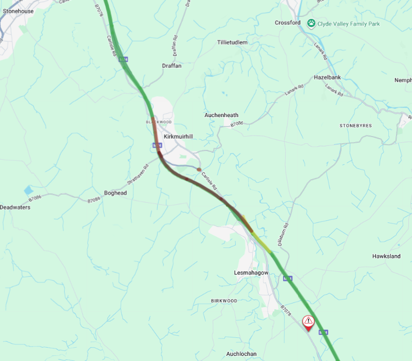 trafficscotland's tweet photo. CLEAR✅ ⌚️13:50
🗺️#M74 J9-11
✅The #M74 has fully REOPENED following an earlier vehicle fire
🚗Road users should still use caution on approach and expect delays.
Current delay approx. 20 mins
Check your journey here: https://t.co/YhNVx5Wisl
#ExpectDelay @SWTrunkRoads https://t.co/hHiu4db0Jr