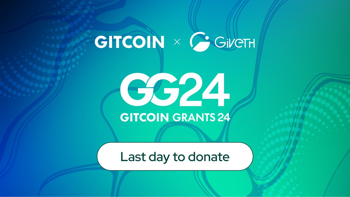Giveth's tweet image. Last-minute donors, assemble!

The @gitcoin GG24 QF rounds close tonight (Oct 28 @ 23:59 PT).

Don’t let your favorite projects miss out on matching funds.

Donate now → giveth.io/qf