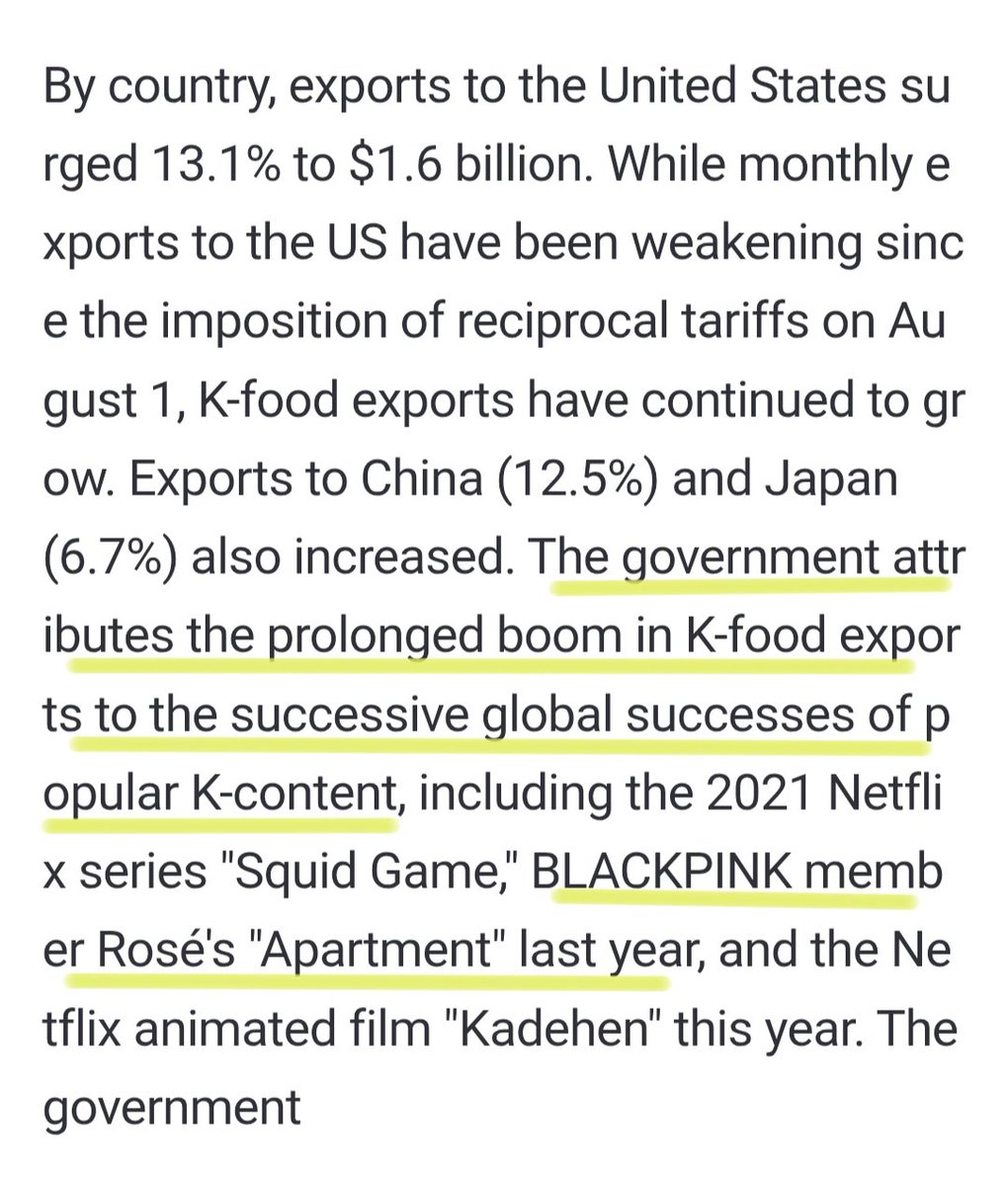 ROSÉ is recognized by the Korean Government as one of the key growth drivers behind the record-breaking success of K-Food exports, which reached $8.5 Billion marking the highest export figure in history — largely fueled by the global influence of K-content.

<a href="/numberoneHQ/">numberoneHQ</a> #ROSÉ
