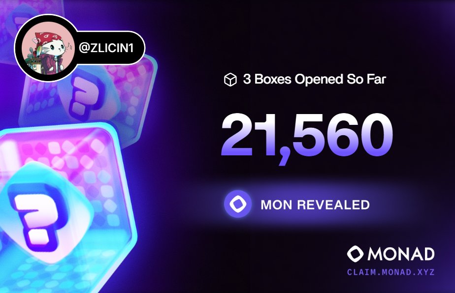 ZLICIN1's tweet photo. MONAD BOXES 🎁 
🔗https://t.co/t2cwL3HHiT
#Monad #Airdrops https://t.co/GWWxKYGvhW