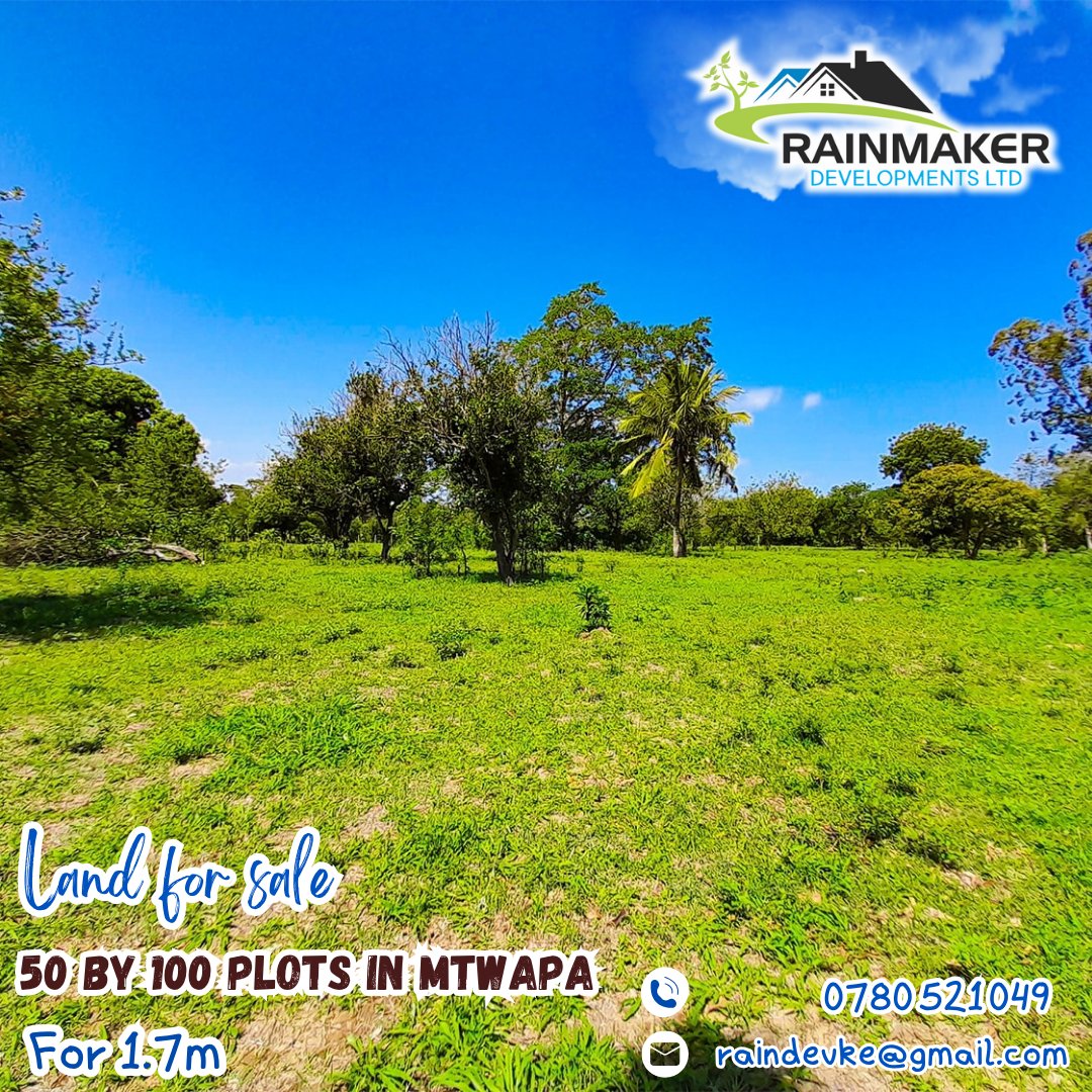KeRainmaker's tweet image. 🌟 Prime 50x100 Plot in Secure Gated Estate – Mtwapa 🚀

✅ Only KES 1.7M | Easy Payment Options
📍 Rapidly Growing Area – Ideal for Home or Investment

Act Fast – Claim Your Spot Now!
📞 0780521049 | 📧 raindevke@gmail.com