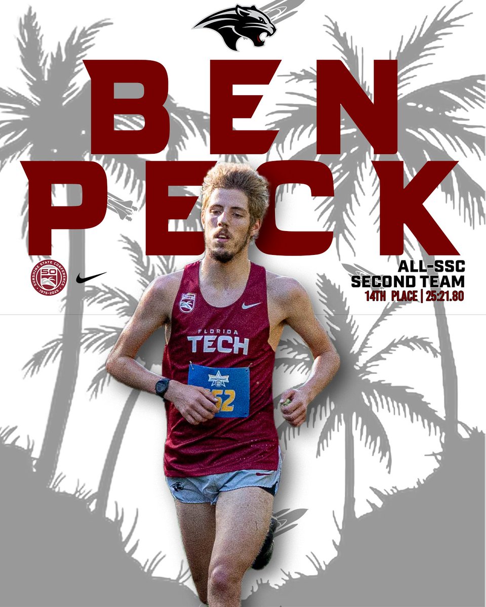 FloridaTechXC's tweet image. Peck runs it back! 🏅👏

All-SSC Second Team for the second straight year! 

#GoPanthers | #TechBuilt