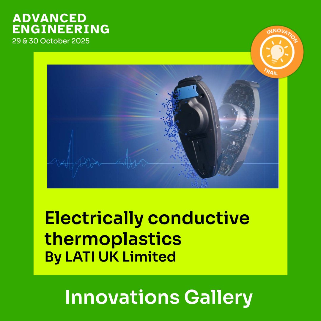 advancedenguk's tweet image. 🚨 Innovation spotlight

LATI UK Limited for their Electrically conductive thermoplastics

📍 Check out LATI on stand T150

Don&apos;t miss out register as a visitor today: register.visitcloud.com/survey/2ehz86m…

#AEUK25 #UKMFG #UKManufacturing #Manufacturing #PowerThePossible
