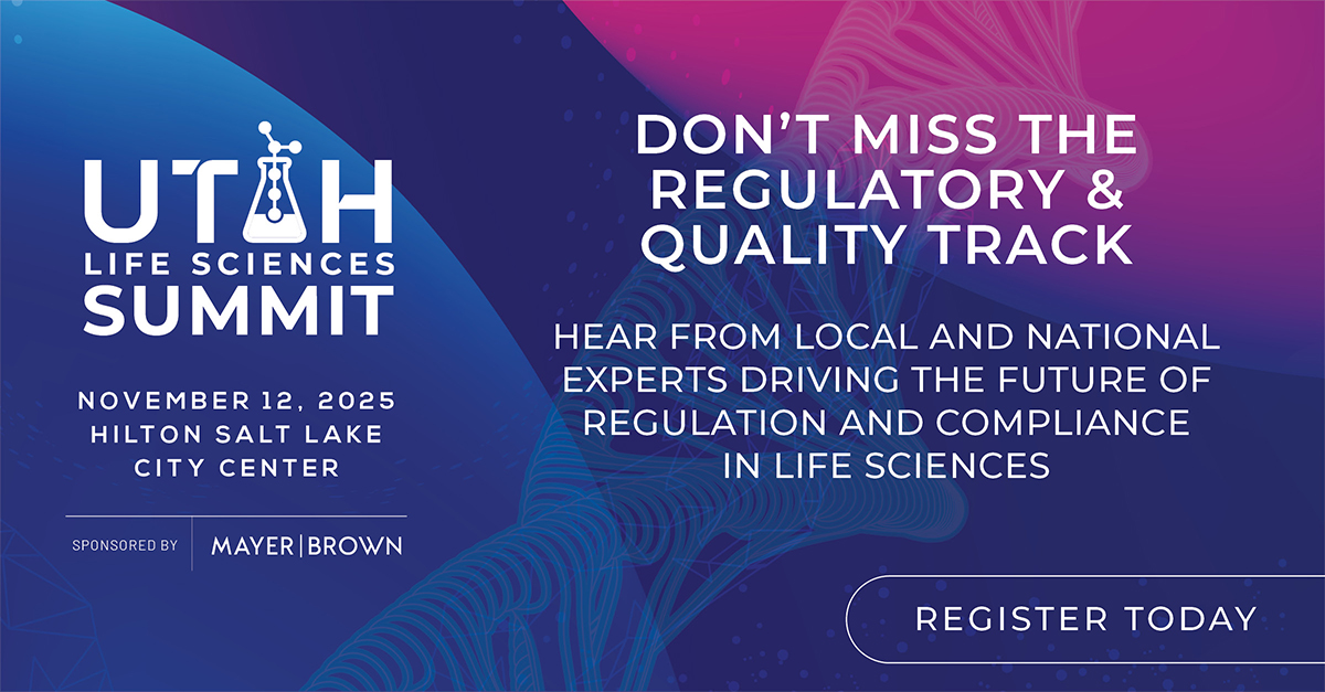 BioUtah's tweet image. 🚀 Join the Regulatory &amp;amp; Quality Track at the 2025 Utah Life Sciences Summit! 💡 Learn from experts about FDA roles, AI, and much more.  👉 Register today: utahlifesciencessummit.com #LifeSciencesUtah #RegulatoryAffairs #QualitySystems #FDA #ULSS2025