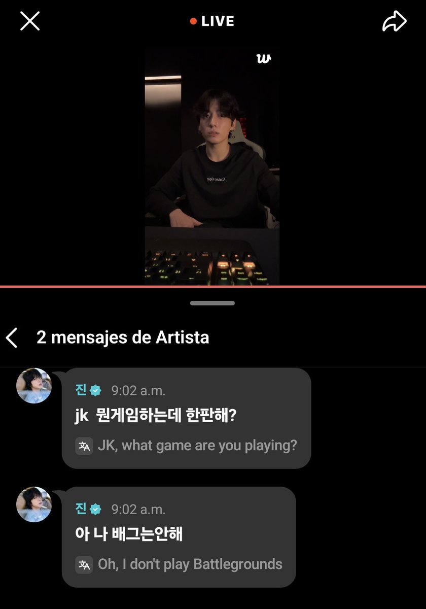 JUNGKOOK OTRA VEZ SE ENCUENTRA EN LIVE Y JIN TAMBIÉN ESTA VIENDOLOOOOO Y DEJO ALGUNOS COMENTARIOS 😭