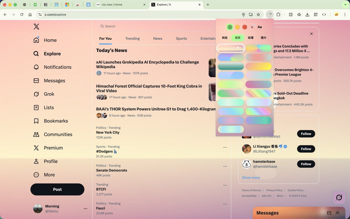 itieniu's tweet image. chromewebstore.google.com/detail/colorfu…
重大更新，对内置主题设置分组
多彩的背景🎉2025.10.28.3