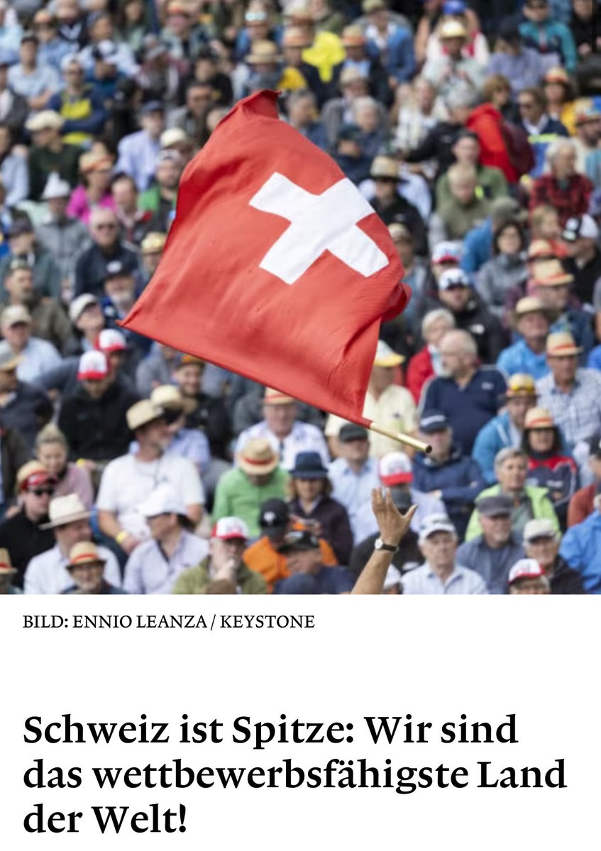Schweiz erneut das wettbewerbsfähigste Land der Welt

Gemäss dem «Competitiveness Report 2025» belegt die Schweiz erneut den Spitzenplatz als wettbewerbsfähigstes Land der Welt – nach einem kurzen Rückfall auf Rang drei im Jahr 2023. In den Bereichen Wirtschaft, Bildung,