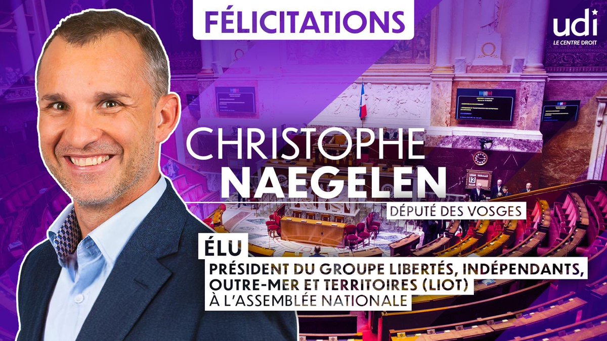 UDI_off's tweet image. Félicitations à Christophe Naegelen (@naegelenchris), député des Vosges, élu président du groupe LIOT (@GroupeLIOT_An) à l’Assemblée nationale.