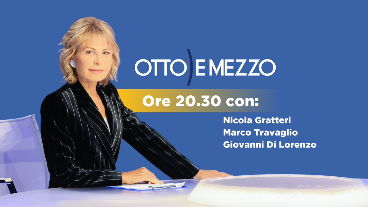 OttoemezzoTW's tweet image. Questa sera alle 20:30 su La7, non perdete l&apos;appuntamento con #OttoeMezzo.      

#LilliGruber vi aspetta con i suoi ospiti.