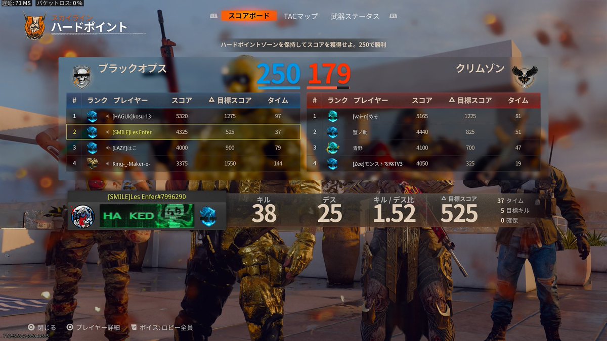 Straight_Flush0's tweet image. 今夜のソロラン戦績✨
4勝2敗🤣※降格保護込み
今シーズンはこれでいい！
色んなランク帯の人と撃ち合って、次作に活かすことが目的🤔
寝る前にポケモンやろ🥱
#CallOfDutyBlackOps6 
#BO6 #BO6ランク