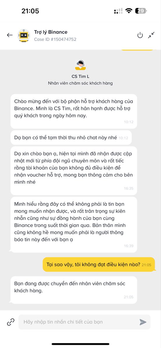 lamntt08's tweet photo. @MAIQUCH15197593 Mình cháy 5k mà cũng k được
Chẳng hiểu kiểu gì
Bảo k đủ điều kiện thì không nói rõ ràng là điều kiện nào chưa đạt
@BinanceHelpDesk tại sao vậy? https://t.co/qviWYwAwLs