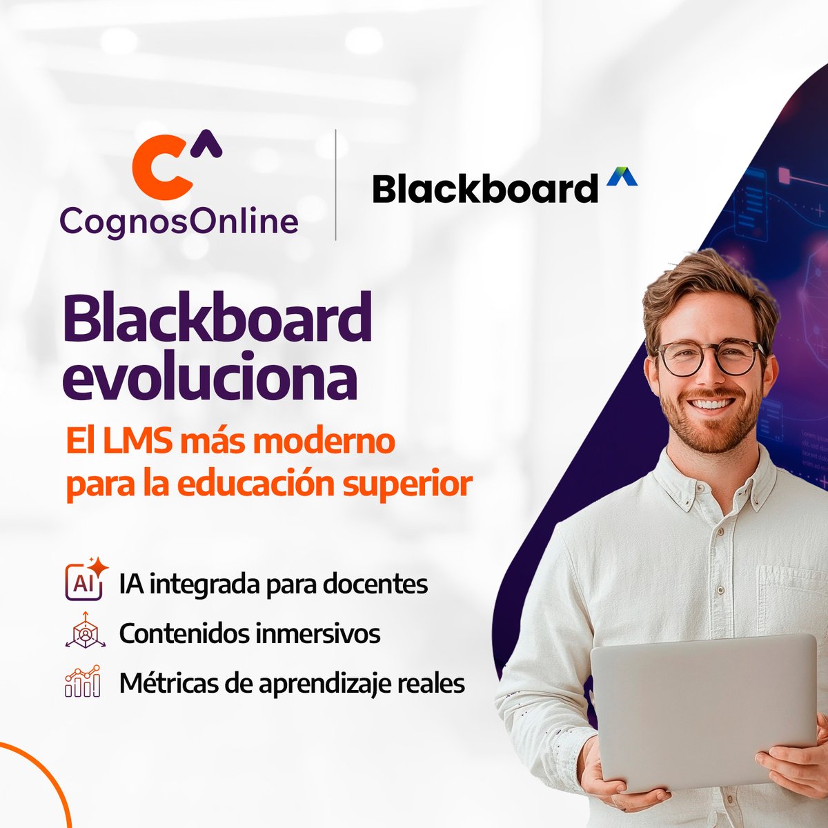 CognosOnLine's tweet image. ¡Blackboard acaba de dar un gran salto hacia el futuro de la educación superior! Con las ultimas innovaciones, Blackboard se consolida como el LMS más moderno del mercado.

Descubre cómo CognosOnline y Blackboard pueden transformar tu institución. 👇
materiales.cognosonline.com/lat-blackboard…