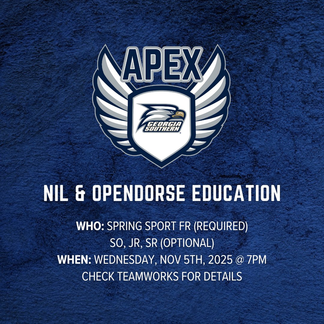 GSAthleticsAPEX's tweet image. Next APEX Event: NIL &amp;amp; Opendorse Education

Learn the essentials of NIL &amp;amp; Opendorse NEXT WEEK!

@GSAthletics 
#lifeaftersport
