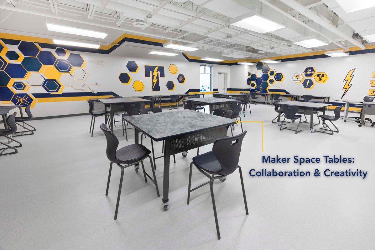 AmTab's tweet image. STEM Classrooms Designed for Innovation &amp;amp; Discovery 🔬

When a classroom is equipped with flexible makerspace tables, ergonomic seating, and inspiring graphics, it turns into a dynamic environment.

Let AmTab help create modern STEM spaces!
➡️ linktr.ee/amtabmfg