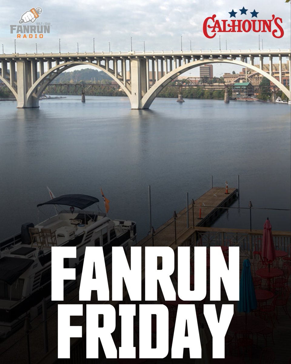 FOXSportsKnox's tweet image. Join us at Calhoun’s on the River for FANRUN Friday:

The Tony Basilio Show, The Playbook, and The Drive will all be LIVE on site to get you ready for Tennessee and Oklahoma!

The winner of the FANRUN Box Giveaway will also be drawn.

Come by and enjoy good food, cold drinks, and…