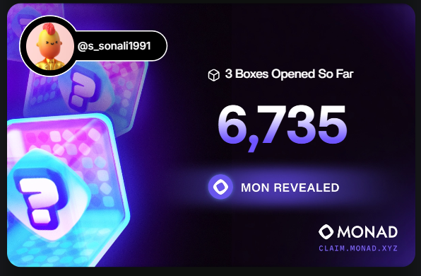 MONAD BOXES 🎁  3 boxes so far with 6,735 $MON
<a href="/monad/">Monad</a> #MONAD $MON
