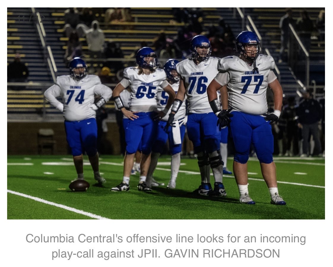 This Friday night, Columbia will be playing for the 4-5A region championship. Let's go to war!