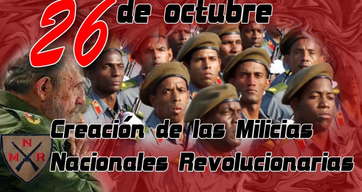 El  26 de octubre de 1959, en concentración frente al antiguo Palacio Presidencial para condenar el criminal ataque aéreo de días anteriores contra la población civil en La Habana, Fidel anunció la determinación de crear las Milicias Nacionales Revolucionarias. #FidelVive