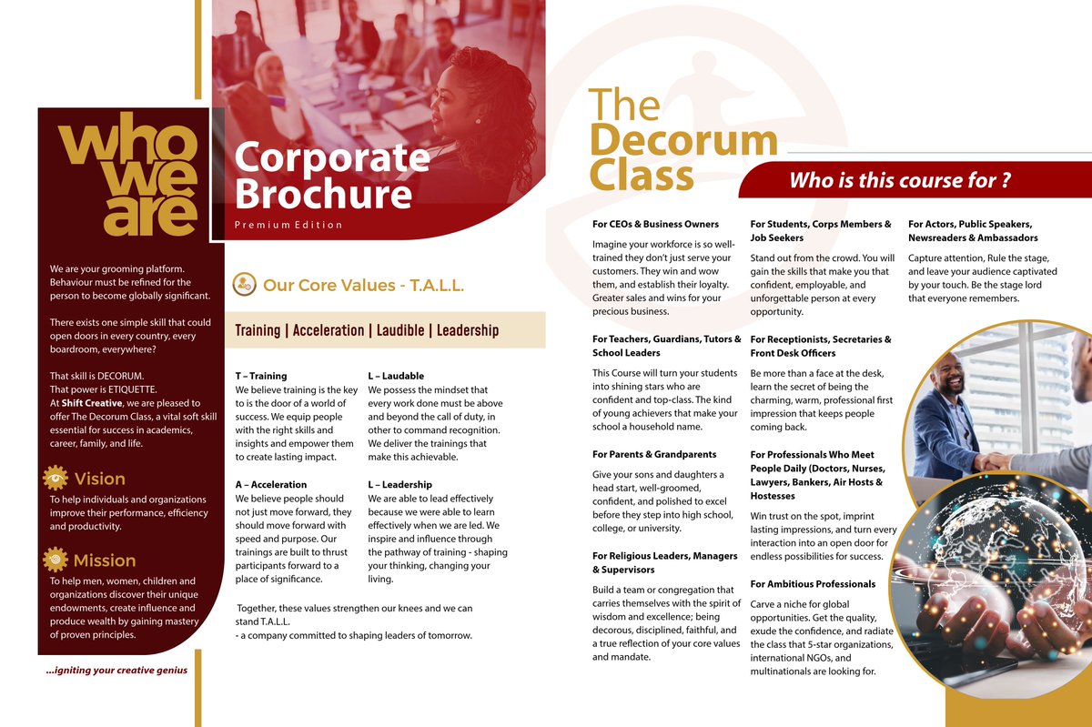 numberonetweep's tweet image. In our society today, Personal development courses are needed to help your daily growth and self disciplinary management. 🤹‍♀️📚

Get started today and register 🔗 shiftcreativecompany.com for the Decorum Class by @_shiftcreative 

 #Decorumcourse