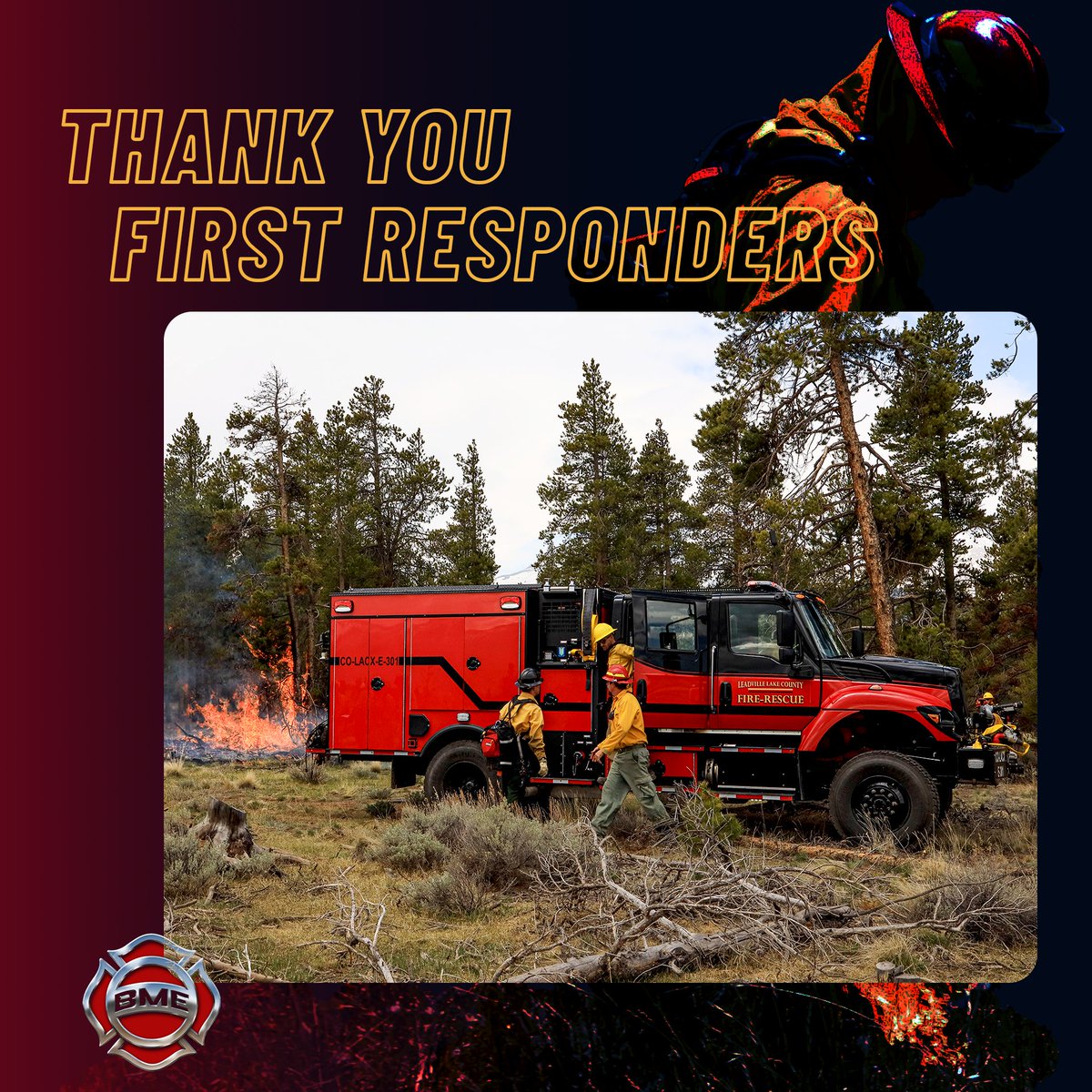 BMEFire's tweet photo. On this #NationalFirstRespondersDay, we want to thank all the individuals who put their lives on the line every day to serve their communities #wearewildland https://t.co/it64gvSrhT
