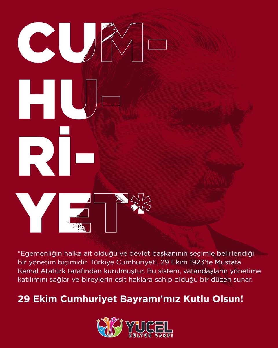 Cumhuriyet, eşitliğin, özgürlüğün ve umudun adıdır.

Fikri hür, vicdanı hür, irfanı hür nesiller için 102 yıldır aynı inançla çalışıyoruz.
Bu ışık hiç sönmesin…

29 Ekim Cumhuriyet Bayramı’mız kutlu olsun!