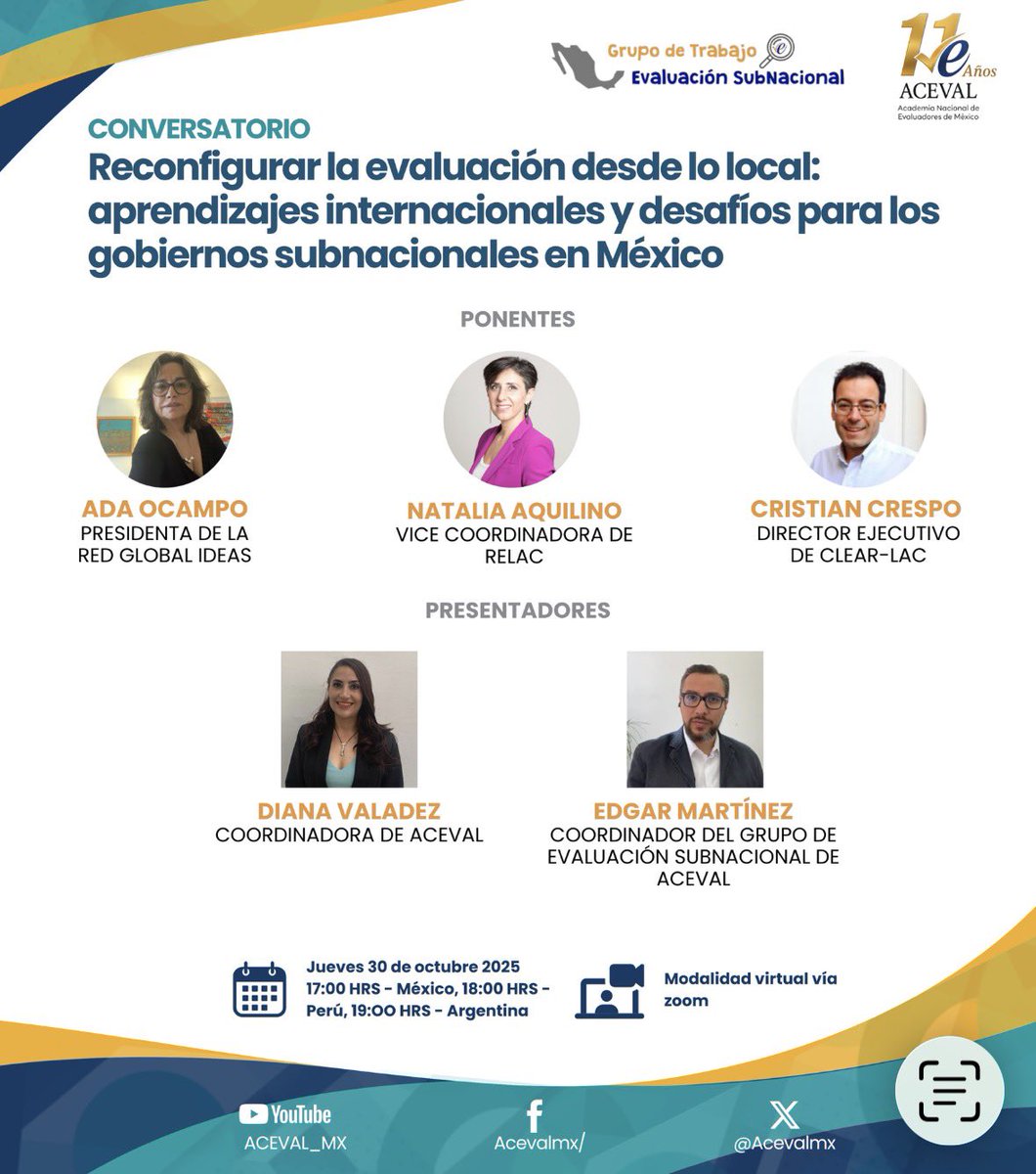 En México se logró posicionar un modelo de evaluación en todas sus entidades federativas. Hoy es tiempo de reconfigurar su posición en el ecosistema. De eso hablaremos el jueves 30 de octubre 👇🏾