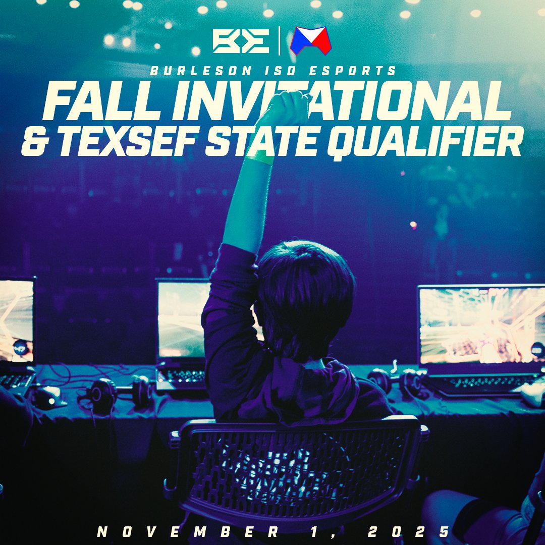 BurlesonISD's tweet image. 🎮 Register Now: BISD Esports Fall Invitational &amp;amp; TexSEF State Qualifier 🎮 
⚡️ DFW gamers - grades 3-12
 📍 Nov. 1
🎮 Fortnite Solos &amp;amp; Super Smash Bros. Ultimate 1v1
🏆 Top 8 highest placing HS or MS players for each game qualify for state 
🔗  tinyurl.com/43974acj