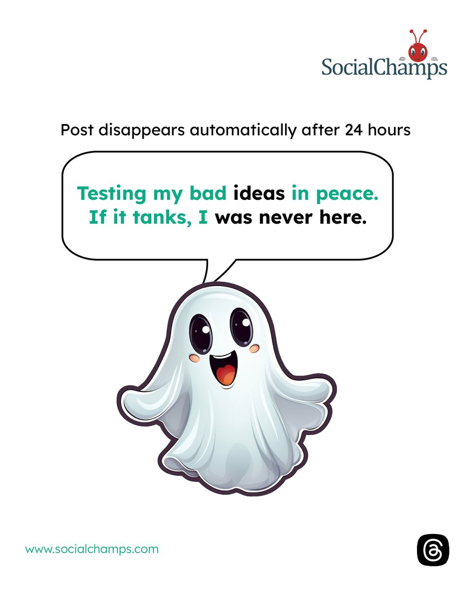socialchamps's tweet image. Not every thought needs to be permanent to have impact.
With Threads’ new Ghost Posts, we’re entering an era where authenticity &amp;gt; aesthetics where ideas can live in the moment and still spark real connection.

#Threads #SocialMediaTrends #DigitalCulture #Innovation #SocialChamps