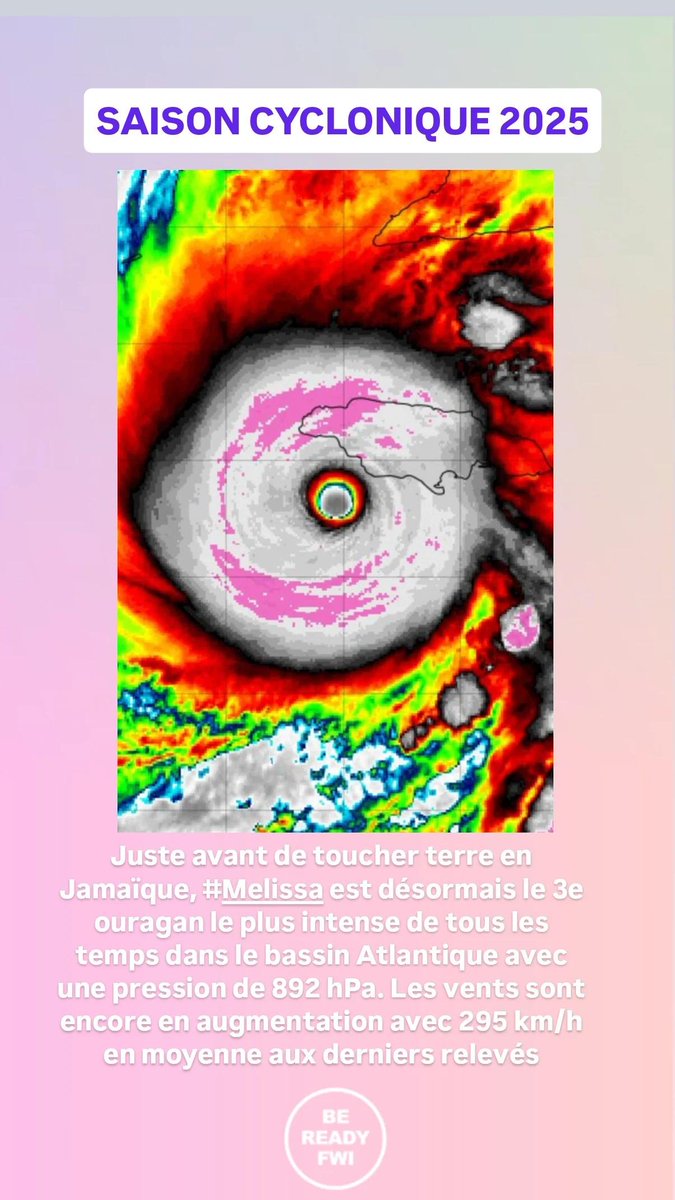 #Melissa devient le 3e ouragan le plus intense de l'histoire !
L'impact sur la Jamaïque est très proche