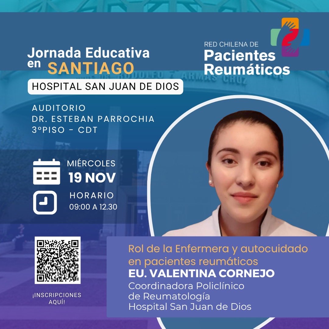 PacientesReumCL's tweet image. Tendremos una nueva Jornada Educativa en el Hospital San Juan de Dios de Santiago!

Te invitamos a sumarte para el miércoles 19 de noviembre de 09.00 a 12.30 horas.

Inscríbete gratuitamente en: 
forms.gle/UPrsuDQWUg9Wk7…